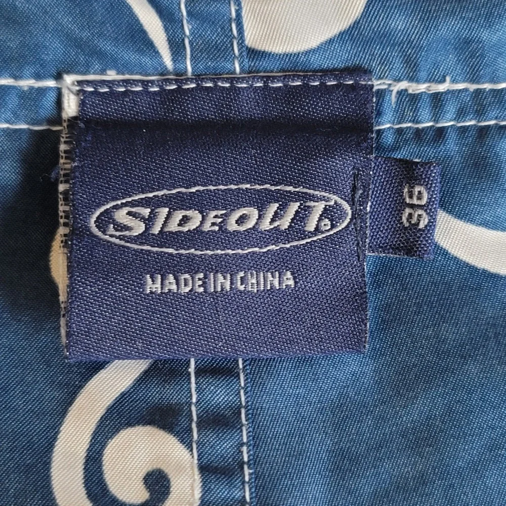 Y2K Sideout Board Shorts Mens 36‎ Navy Blue Floral Hibiscus Print Swim Trunks